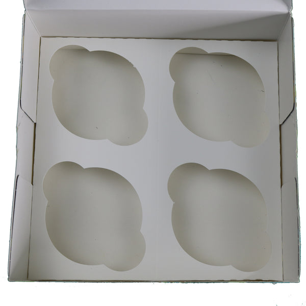 10 PACK imPRESSed® Space Themed Cupcake Boxes box for 4 Cupcakes with Window (White)