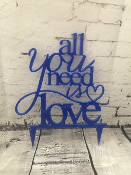 All You Need Is Love Proposal Wedding Engagement Cake Topper Mirror Acrylic