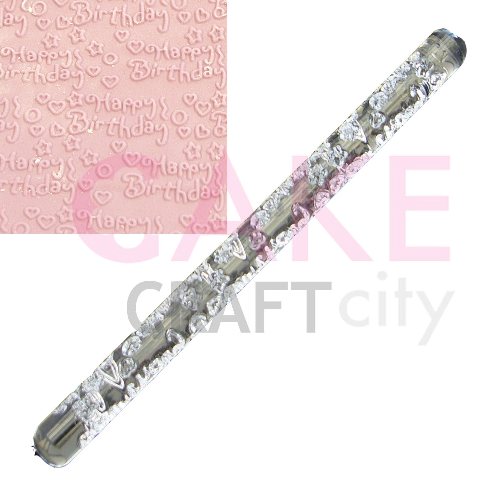 Happy Birthday effect Texture Embossing Acrylic Rolling Pin cake decorating