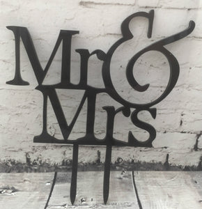 Mr and Mrs Proposal Wedding Engagment Cake Topper Mirror Acrylic Written