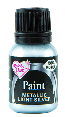 Rainbow Dust Metallic-Pearlescent Edible Food Paint - Light Silver
