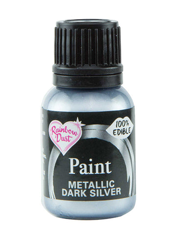 Rainbow Dust Metallic-Pearlescent Edible Food Paint - Dark Silver