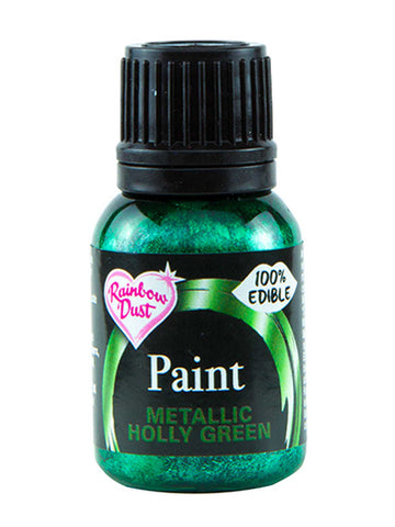 Rainbow Dust Metallic-Pearlescent Edible Food Paint - Holly Green